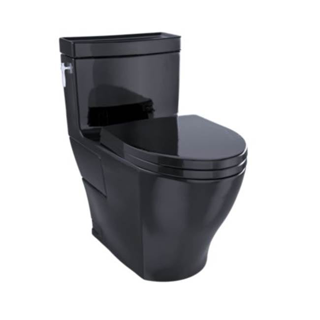 Toto Aimes Washlet+ One-Piece Elongated 1.28 GPF Universal Height Skirted Toilet With Cefiontect — Ebony