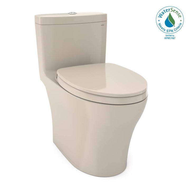 Toto Aquia Iv One-Piece Elongated Dual Flush 1.28 and 0.9 GPF Universal Height, Washlet Ready Toilet With Cefiontect — Bone