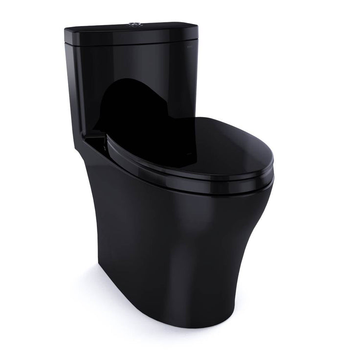 Toto Aquia Iv One-Piece Elongated Dual Flush 1.28 and 0.9 GPF Universal Height, Washlet Ready Toilet With Cefiontect — Ebony