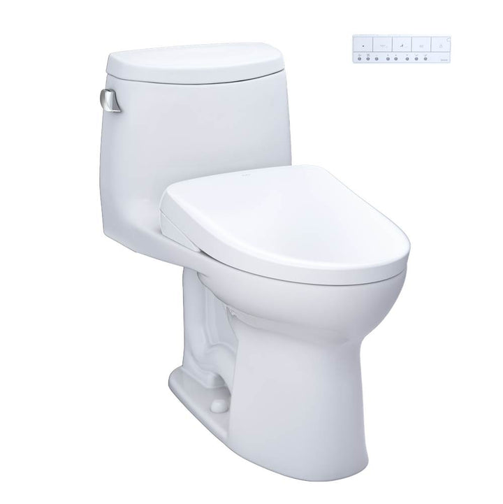 Toto MW6044726CEFG#01 Washlet Ultramax Ii One-Piece Elongated 1.28 GPF Toilet and Washlet S7 Contemporary Bidet Seat