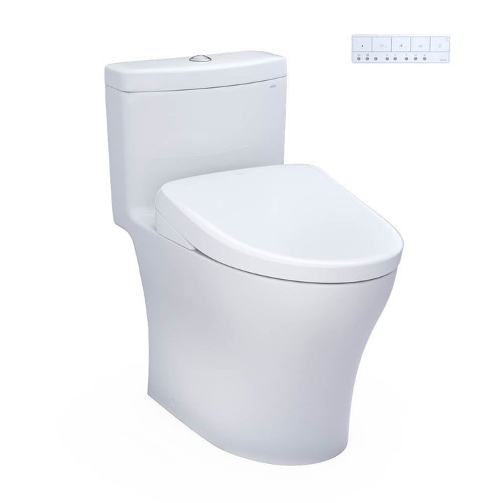 Toto MW6464736CEMFGN#01 Washlet Aquia Iv One-Piece Elongated Dual Flush 1.28 and 0.9 GPF Toilet With S7A Contemporary Electric Bidet Seat — 1.28 GPF Auto Flush